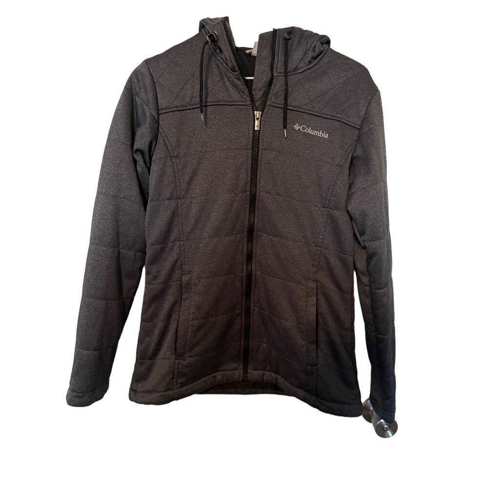 Columbia Womens Full Zip Hooded Black Quilted Performance Long Sleeve Jacket XS